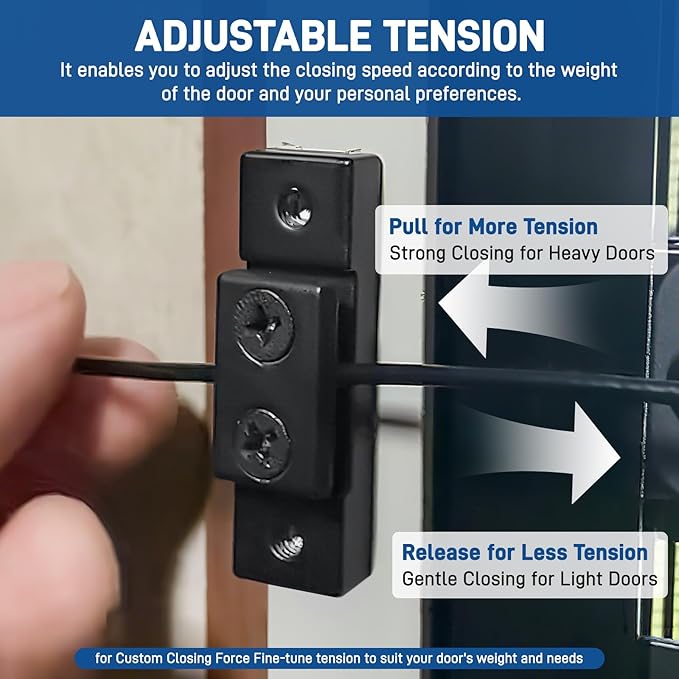 JERBOR RV Screen Door Closer with Adjustable Tension, Aluminum Camper Automatic Closing Device, Fit for Most Camper Latches & Travel Trailer Handles