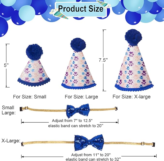 ADOGGYGO Boy Dog Birthday Bandana & Bow Set - Plaid with Numbers, Bling Bling Accents for Small Pets