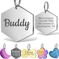 Anavia Personalized Pet ID Tags, Stainless Steel Glossy Laser Engraved Dog Cat Collar Name Tags, Multiple Colors Shapes Sizes (Hexagon, Small)