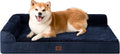 EHEYCIGA Memory Foam Dog Bed Large Size Dogs, Orthopedic Dog Bed Large with Washable Removable Cover, Waterproof Pet Sofa Couch with Nonskid Bottom, 36x27x6, Navy Blue