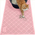 GORILLA GRIP Cat Litter Box Mat, 35x23, Water Resistant, US Designed Kitty Litter Trapping Mats, Easy to Clean, Scatter Control, Less Mess and Clean Floors, Kitten Supplies for Indoor Cats, Light Pink
