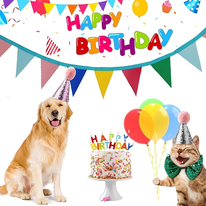 4pcs- Dog Birthday Hat for Pets Party Decoration Supplies， Cat Kitten Headband Hats Charms Grooming Accessories