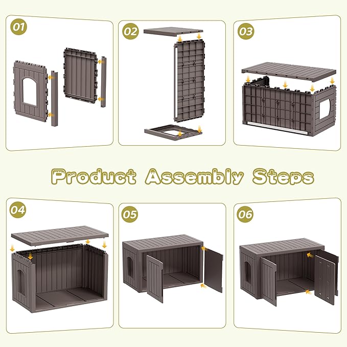 Cat Litter Box Enclosure, Hidden Enclosed Litter Box Furniture with Adjustable Partition, Multi-Functional Outdoor Cat House, Side Table, Easy to Clean, Dark Gray