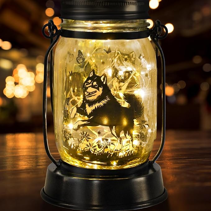 kyoryuger Alaskan Malamute Gifts for Women/Men, Pet Solar Lanterns Alaskan Malamute Dog Lover Lantern Pet Loss Dog Memorial Lights Solar Garden Decoration for Yard,Patio,Torches Lights Home Decor