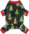 Fitwarm Christmas Tree Dog Pajamas, Christmas Clothes for Small Dogs Boy Girl, Holiday Pet Outfit, Black, Red, Green, Yellow, XXL