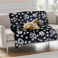 Dog Blanket, Soft Fleece Dog Blankets for Small Medium Dogs, Fluffy Flannel Pet Cat Puppy Blanket Mat Cover for Bed Couch, Cute Paw Print Throw Blanket for Dogs, Black, 40"X30"
