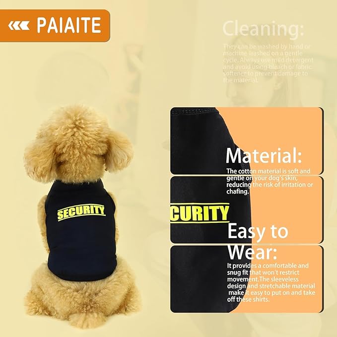 Discover Cozy Cotton Canine Wear: Soft, Lightweight, and Breathable Dog Shirt Vest with Eye-Catching Graphics(Security), Keeping Your Furry Friend Warm and Comfy! Grey S
