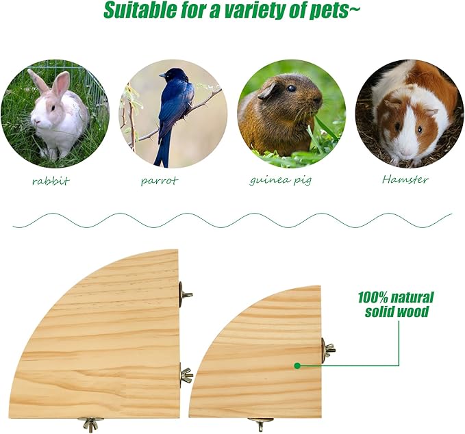 2 Pack Bird Perch Platform, Parrot Stand Sector Playground Wood Perch Stand Toy Cage Accessories Exercise Toy for Parakeet Conure Cockatiel Budgie Gerbil Rat Mouse Chinchilla Hamster