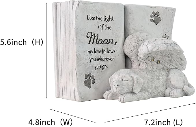 Solar Dog Angel Statue, Pet Dog Memorial Stone, Dog Memorial Gifts Or Garden Memorial Stone-Like The Light of The Moon...