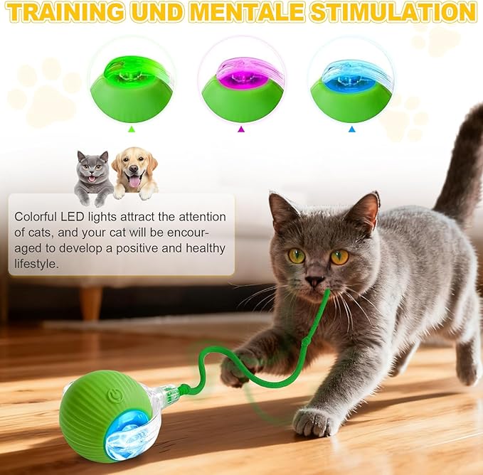 2-Pack Interactive Cat Toys Ball for indoor Cats＆Dog,Automatic Cat Toy 360° Auto-Rotation Smart Obstacle Avoidance,Includes 4 Cat Spiral Spring,Cat Enrichment Toys for Indoor Cats (Yellow＆Blue)