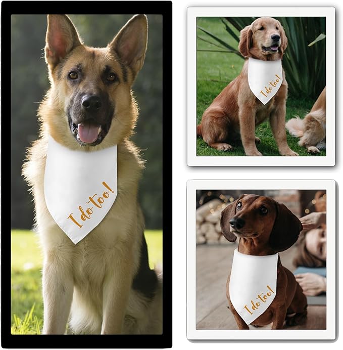 Engagement Gifts I do Too! Dog Bandana Pet Scarf Wedding Photo Prop Pet Accessories for Dog Lovers Owner Gift Engagement Party Bridal Shower Decorations