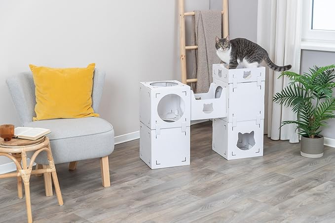 Trixie Casa Cara Modular Cardboard Cat Condo, Corrugated Indoor Cat Condo & Play Tower, Individually Combinable Modules for Playing and Relaxing, 100% Recycled Material for Cats up to 18 lbs