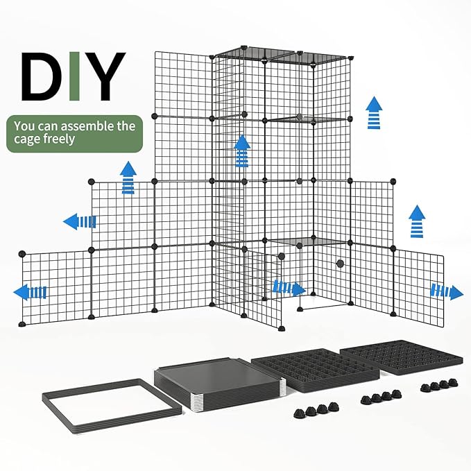 Oneluck 69 Inch Catio Outdoor Cat Enclosure with Super Large Enter Door, Balcony Cat Playpen with Platforms,DIY Outside Cat Patio Large Exercise Place Ideal for 1-4 Cats