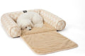 Nicole Miller New York PET Kendall Fluted Geo Cozy Couch Protector Pet Bed, Cozy & Calming, Non-Slip Bottom, Machine Washable, Taupe, Large 40"x23"x4"