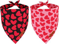 ADOGGYGO Valentine Dog Bandana 2 Pack, Reversible Red Pink Heart Pet Scarf Bib, Adjustable Fit Valentine Bandanas for Medium Large Dogs (Large)