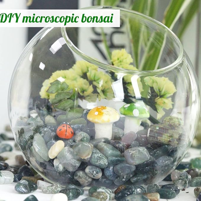 1lb Aquatic Agate Aquarium Gravel Rocks Natural Tumbled Healing Crystal Chips Bulk Gemstones Crushed Stones for Fountain Vase Filler Planters Decorative Fish Tank Potted Reiki Energy Balancing