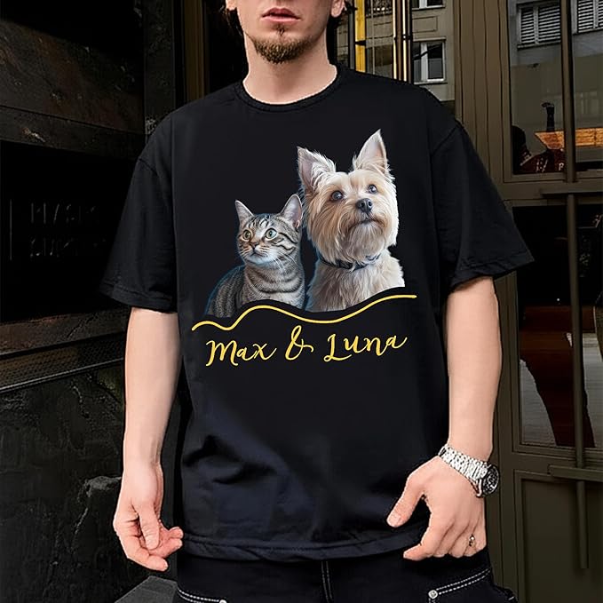 H-DEWALL Custom Shirts Custom Bootleg Rap Shirt for Him Custom Face Shirt with Photo Pet Custom Tees Gift for Dog Cat Lover