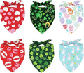 Whaline 6 Pack Valentine's Day Pet Bandanas Heart Pet Neckerchief Shamrock Clover Triangle Dog Bibs Easter Spring Bunny Dog Collar Scarf St. Patrick's Day for Pet Costume Accessories