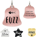Ultra Joys Cat ID Tag Personalized Pet Tags, Durable Stainless Steel Small Pet Mini Dog Cat Tag Lightweight - Bell Tag in Rose Gold