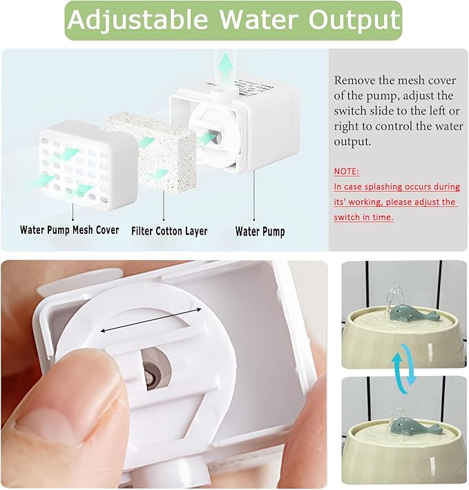 Ceramic Cat Water Fountain, 45oz/1.3L Ultra-Silent Automatic Pet Drinking Water Dispenser for Cats Indoor with Cute Design, Activated Carbon Filter, Perfect for Cats and Small Dogs (White)