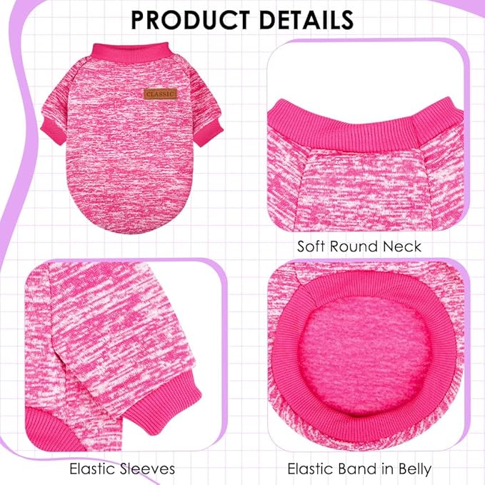 3 Pack Dog Sweaters for Small Dogs Girl Boy Winter Fleece Clothes Warm Soft Dog Sweatshirt Outfit for Dogs Cats Pet Apparel