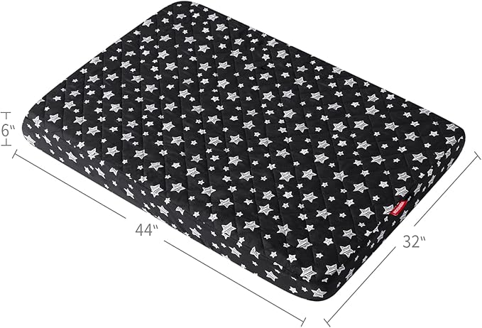 Waterproof Dog Bed Covers Replacement Washable Pet Hair Easy to Remove, Noiseless Quilted Puppy Pet Bed Cover Lovely Black Star Print 32x44 Inches, for Dog/Cat, Cover Only