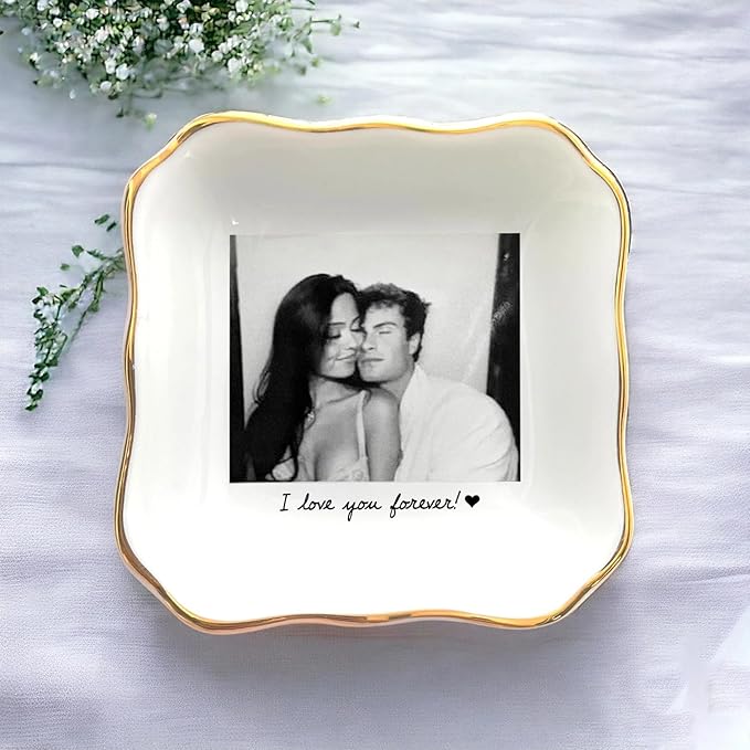 Custom Photo Ring Dish, Personalized Couple Portrait Picture Trinket Tray, Engagement Ring Dish, Wedding Jewelry Tray Keepsake Valentines Gift for Her Him Wife Husband