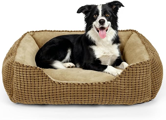 MIXJOY Large Dog Bed for Large Medium Small Dogs, Rectangle Washable Orthopedic Dog Bed, Soft Calming Sleeping Puppy Bed Durable Pet Cuddler with Anti-Slip Bottom L(30"x24"x9")