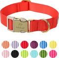 Nylon Dog Collar - Adjustable Red Soft Webbing Dog Collars for Small Medium Large Dogs Boy Girl Puppy Collar with Safety Metal Buckle L