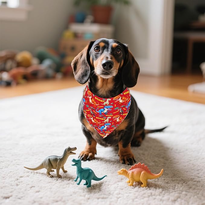 30 Pcs Dinosaurs Dog Bandanas for Small Dogs Medium Stitch Dog Bandana Bulk Reversible Print One Side Large Polyester Scarves Party Grooming M