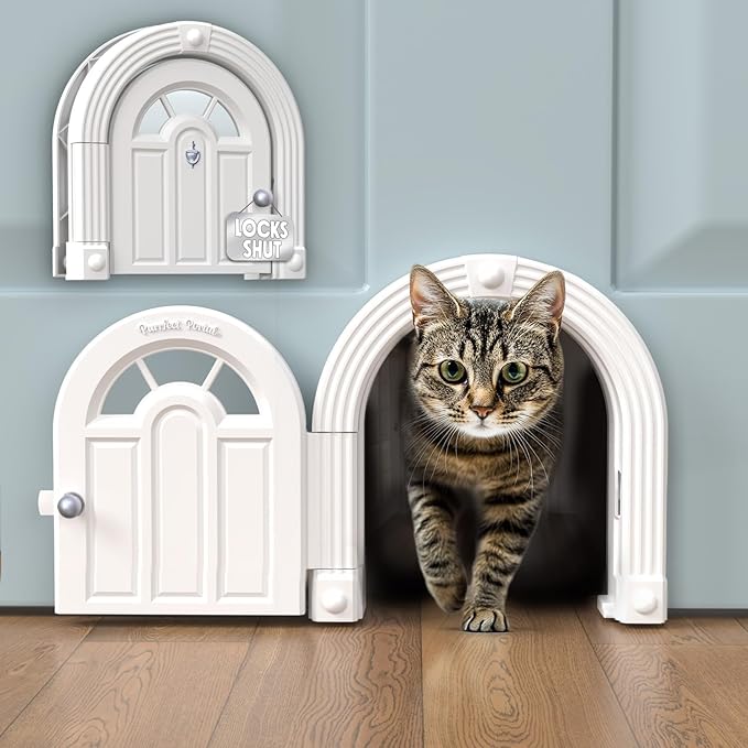 Purrfect Portal Meow Manor® Cat Door Interior Door - No-Flap, Fits Cats Up to 20 lbs, Easy DIY Setup, No Training Needed