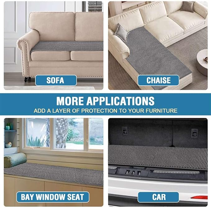 H.VERSAILTEX Plush Chenille Couch Cover for 3 Cushion Couch Anti Slip Washable Sofa Slipcovers Soft and Durable Furniture Protector for Dogs Cats Kids (27.5" x 59", Gray)