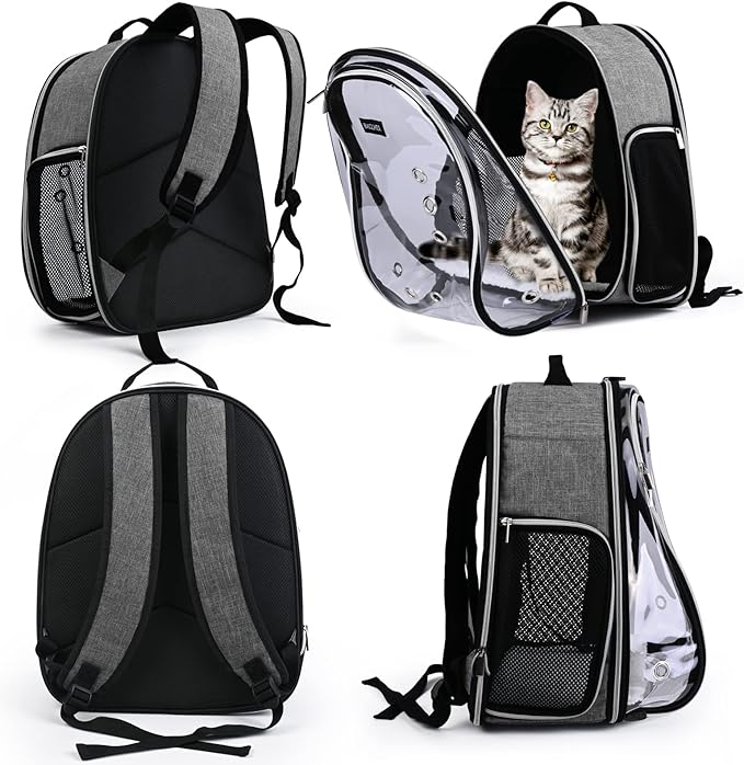 BAGLHER Cat Carrier Backpack Bubble - Fit Up to 18 Lbs - Airline-Approved Dog Backpack Carrier for Small Pets Puppies Dogs Bunny, Space Capsule Dog Carrier Backpack for Travel Outdoor Hiking, Grey