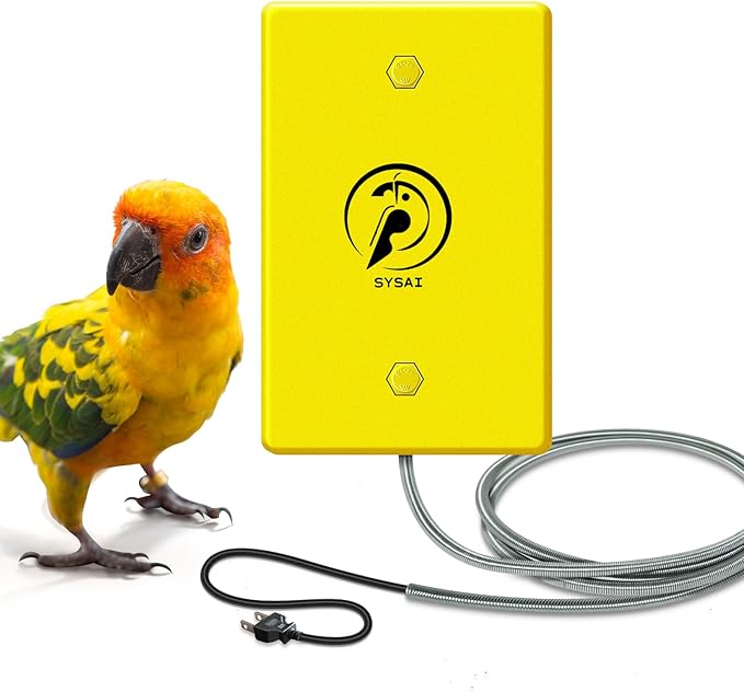 SYSAI Snuggle-Up Bird Warmer for Small Exotic Birds Like Parakeets or Cockatiels and Conure,104°F/113°F Adjustable, 4 X 6 Inches, Bird Heater for Cage