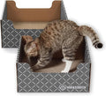 Hide & Scratch Cardboard Cat Scratcher Box & Bed - Dark Grey Diamond (2 Pack) | Double-Sided Corrugated Pad for Indoor Cats | Refillable Scratching Board Toy for Play & Furniture Protection