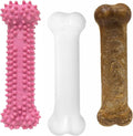 Nylabone Puppy Chew Toys & Natural Treat Triple Pack, Puppy Enrichment Teething Toys, Pink, Chicken & Bacon Flavor, Small Dogs - Up to 25 Ibs, 3 Pack