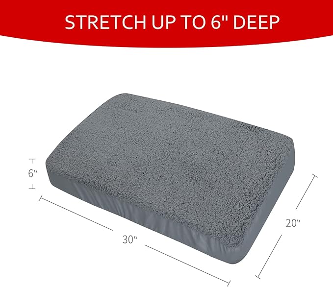 Moonsea Dog Bed Covers Soft Plush Replacement Washable, Waterproof Dog Bed Liner Grey, Pet Mattress Cover 30x20 Inches, Cover Only