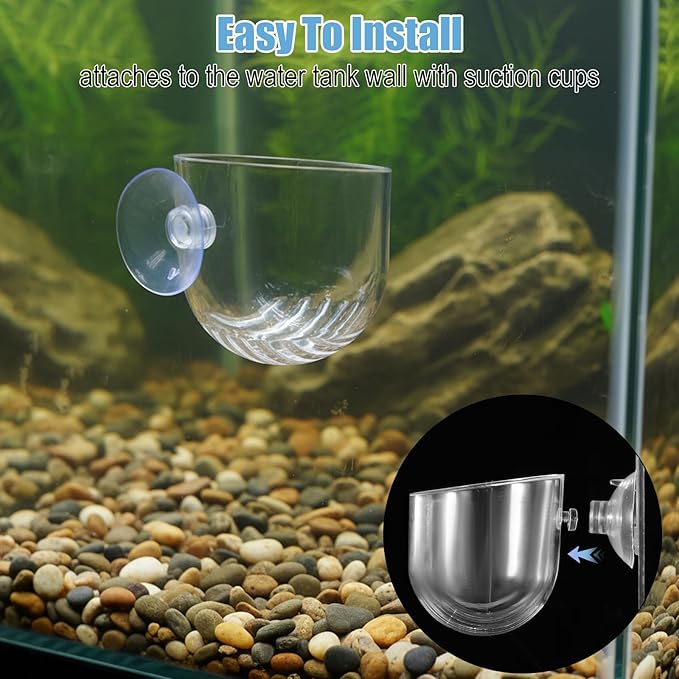 3 Pack Aquarium Plant Holder Clear Fish Tank Plant Holder Fishes Tanks Plants Pot Acrylic Aquarium Planter Cup with Suction Cups for Home Aquariums Aquascape Decor, Red Worm Fish Shrimp Feeder