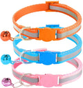 3 Pack Reflective and Breakaway with Bells of Cat Collar，Adjustable from 7.5 to 12.5 Inches, Ideal of Kitten Collar, Suitable for Girls and Boys (Orange/SkyBlue/Pink)