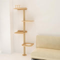 Wall-Mounted Tall Cat Tree Cat Scratching Post, Space Saving Floor to Ceiling Cat Tower, Natural Wood Cat Wall Shelves, Corner cat Jumping Platform cat Bed,Suitable for Large Cats