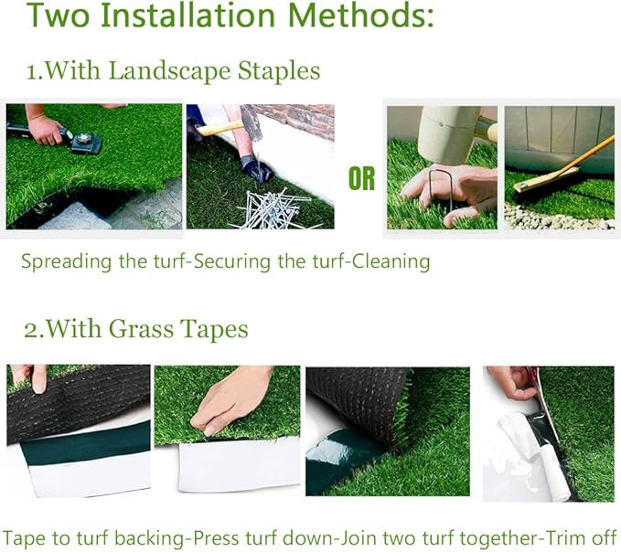 Petgrow Synthetic Artificial Grass Turf 12FTX25FT for Indoor Outdoor Dog Synthetic Grass Mat, Party Wedding Christmas Balcony Garden Astro Turf Rug,Drainage Holes Faux Fake Grass Rug Carpet for Pets