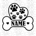Custom Dog Paw Bone Sticker Personalized Pet Name Decal Cute Heart and Pawprint Design Waterproof Durable Vinyl for Dog Owners Laptops Cars Crates Water Bottles Pet Supplies Animal Lover Gift