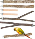 6 PCS Natural Wood Bird Perches Set, Parrot Stand Fork Toys, Hanging Multi-Branch Perch Bird Cage Accessories for Small Parakeets, Conures, Cockatiels, Budgies, Finches, 3 Types
