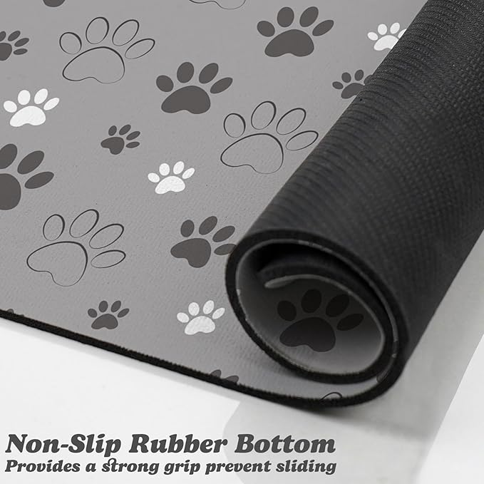 Dog Food Mat, Absorbent Water Bowl Mats Cat Pet Feeding Placemats Light Gray 24 * 32 inch