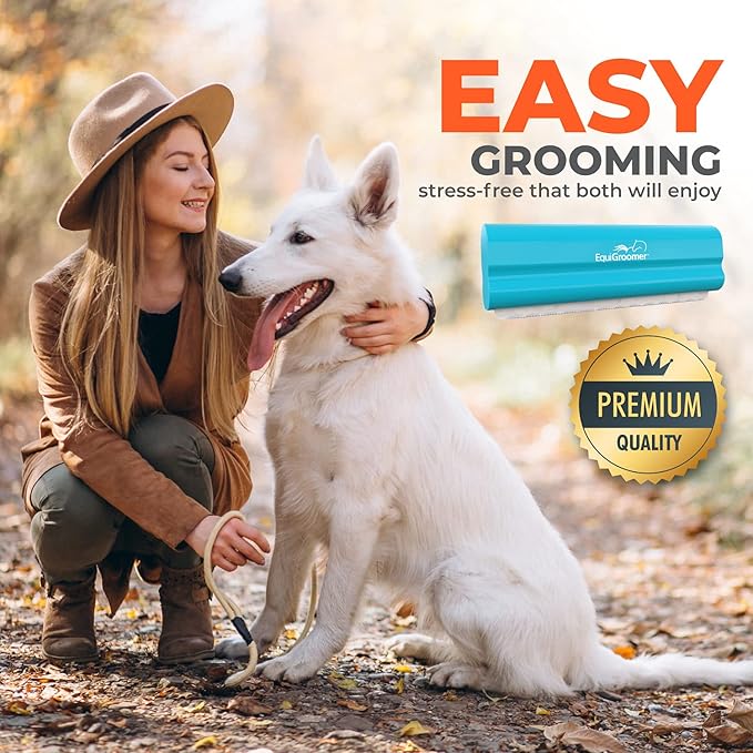 EasyGroomer Deshedding Brush for Dogs & Cats – Undercoat Grooming Tool for Short & Long Hair, Removes Loose Fur & Dirt, Reduces Shedding for Small & Large Pets, Turquoise