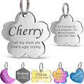 Anavia Personalized Pet ID Tags, Stainless Steel Glossy Laser Engraved Dog Cat Collar Name Tags, Multiple Colors Shapes Sizes (Cherry Blossom, Regular)