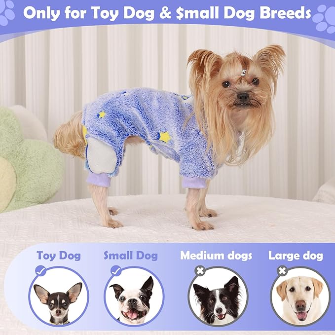 Fleece Pajamas for Small Dogs, Puppy Clothes, Soft & Stretchy Dog Onesies, Cute XS
