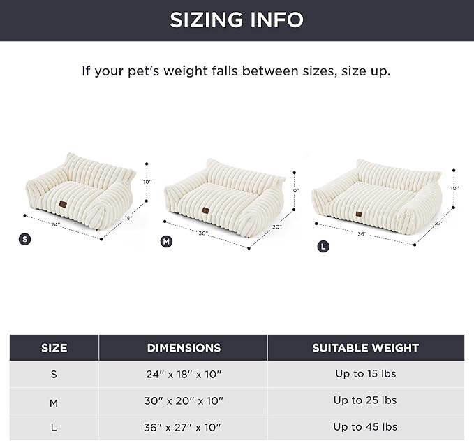 Bedsure ComfyFleece™ Cute Dog Couch for Medium Dogs - As Seen on TV on Good Day New York, Dog Couch Bed with Removable, Washable Cover, Supportive Pet Sofa, for Medium Large Dogs, 36inch, Cream