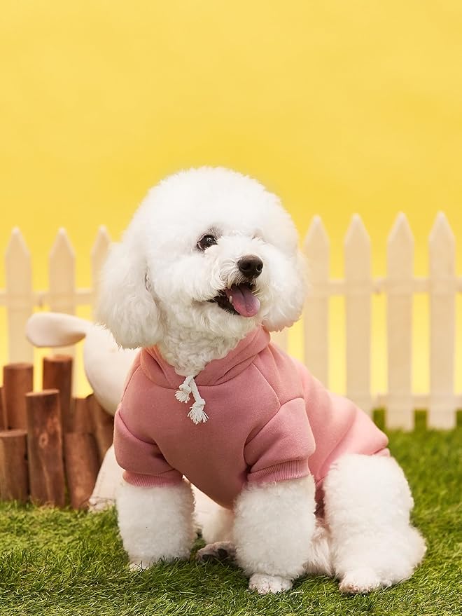 QWINEE Basic Dog Hoodie Sweatshirt Puppy Sweater Warm Cat Costumes Pet Clothes for Chihuahua Puppy Kitten Small Medium Dogs Light Pink X-Large