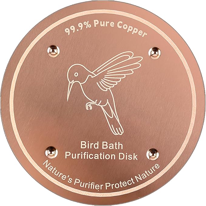 1 Pcs Copper Disc for Bird Bath | 99.99% Pure Copper Plate & Birdbath Disk | 0.6mm Thick Reinforced Design | Maintains Clean Water Naturally | Fits All Birdbath Bowls Year-Round (Bird Style 4)